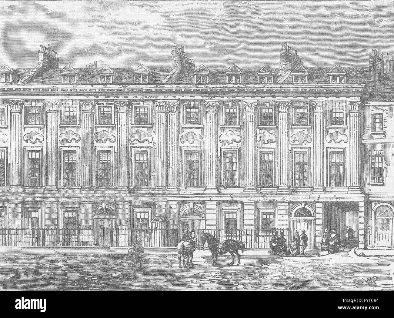 ST.GILES'S-dans-le-champs paroisse : maisons anciennes de Great Queen Street. Londres, c1880 Banque D'Images