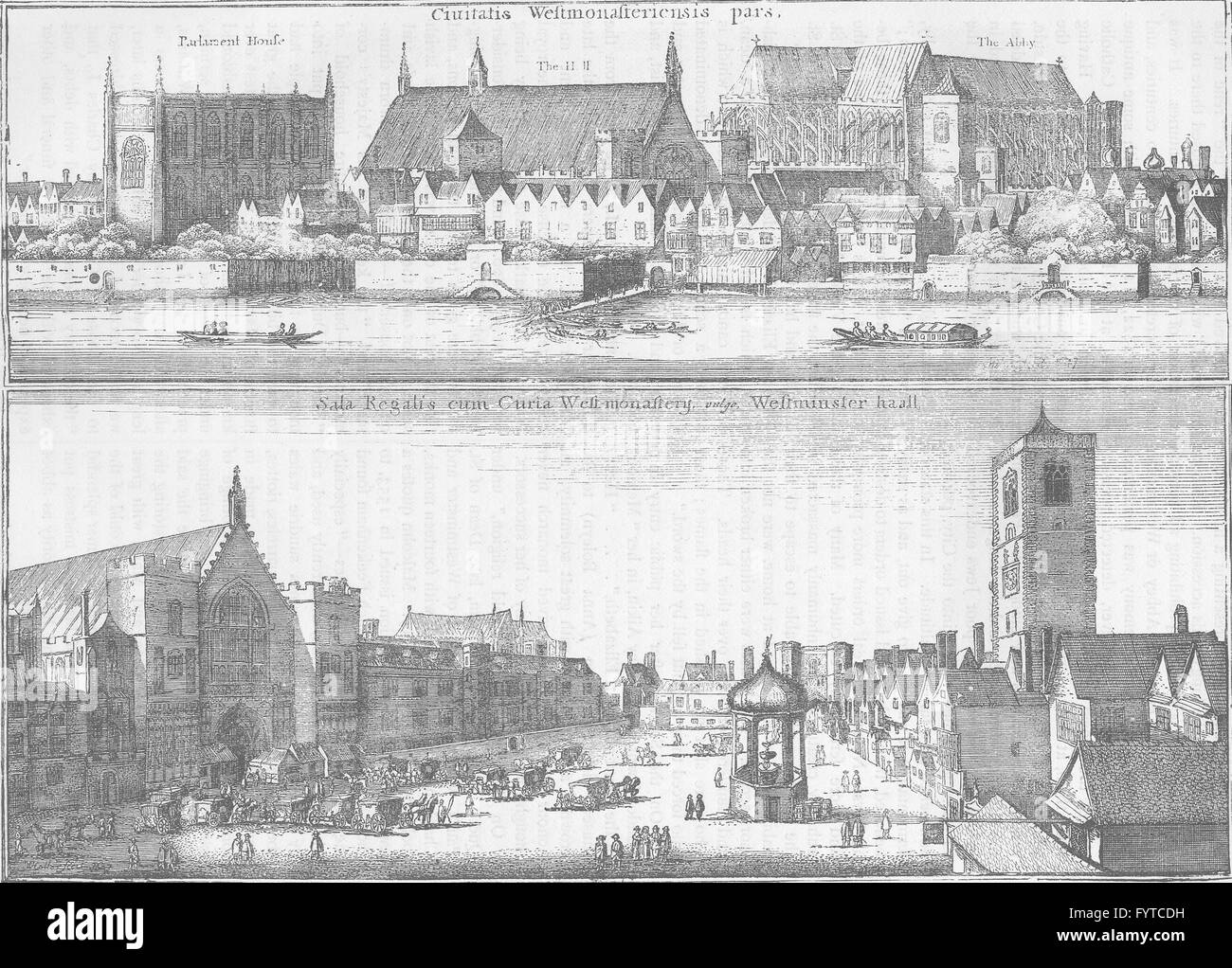 L'abbaye de Westminster : deux vues de Westminster en 1647, à partir de Hollar. Londres, c1880 Banque D'Images