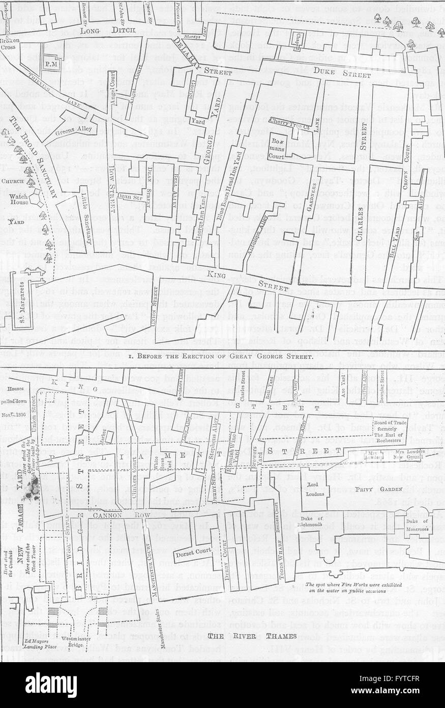 WESTMINSTER : Plan d'une partie de Westminster entre 1734 et 1748, c1880 la carte Banque D'Images WESTMINSTER : Plan d'une partie de Westminster entre 1734 et 1748, c1880 la carte Banque D'Images