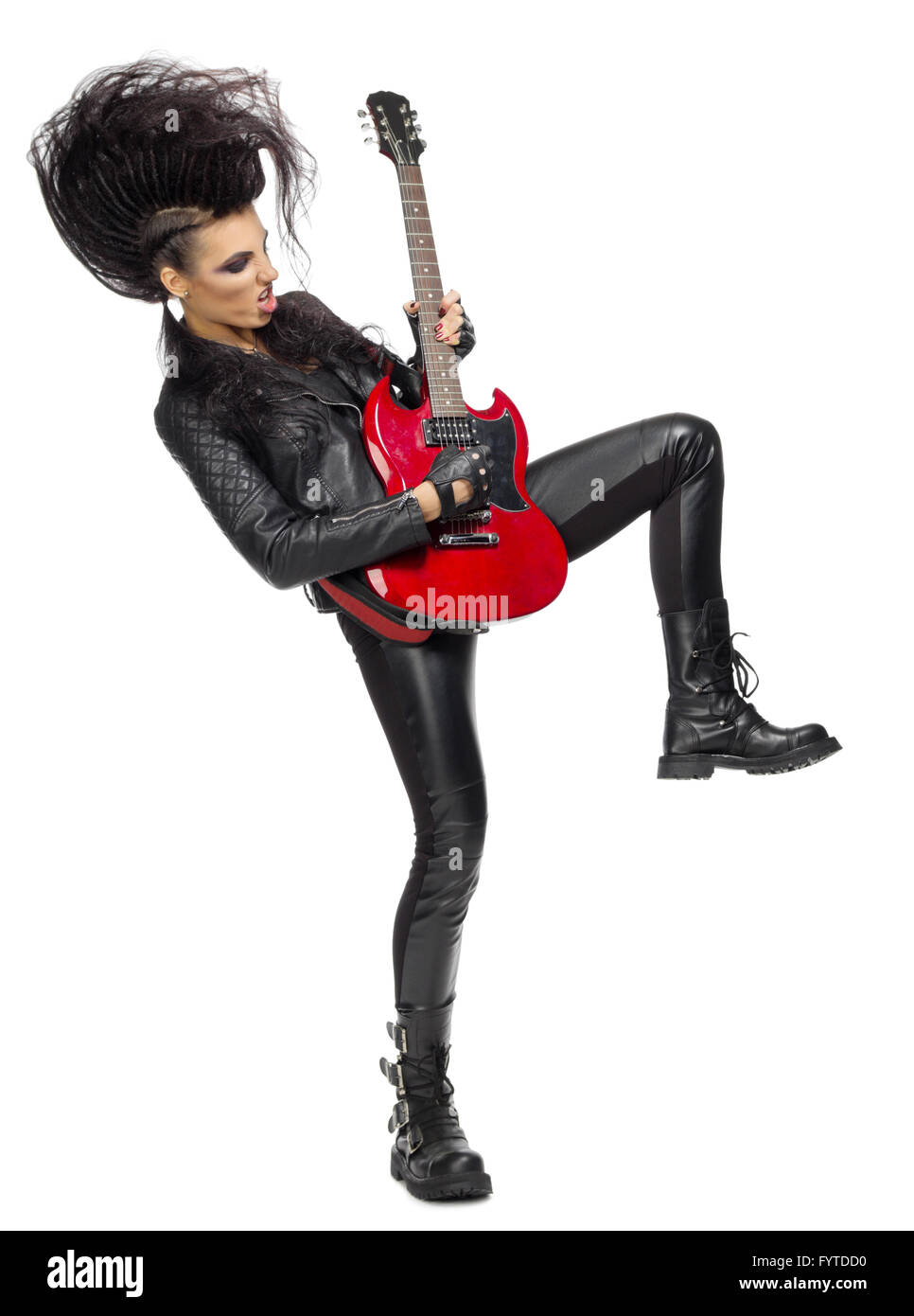 Musicien punk rock isolated on white Banque D'Images