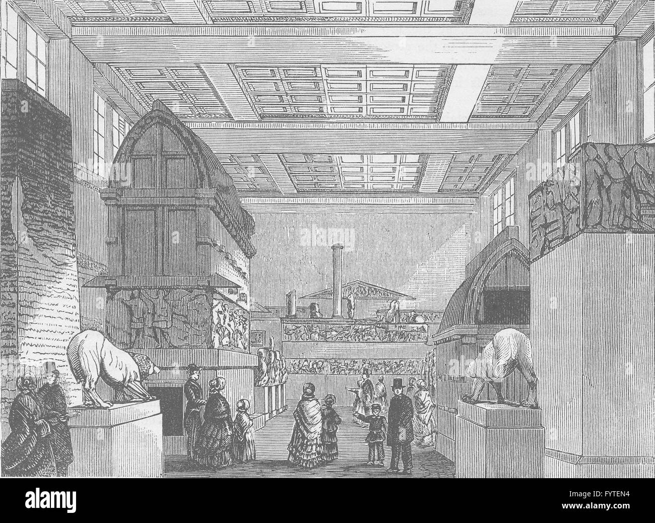 Le BRITISH MUSEUM : la galerie lycienne. Londres, antique print c1880 Banque D'Images