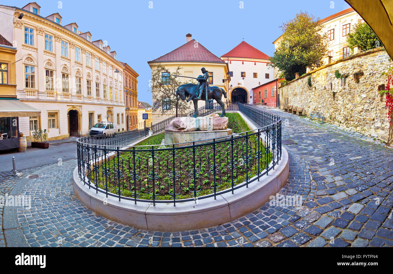 La rue historique de Zagreb et de l'établissement Stone Gate Banque D'Images
