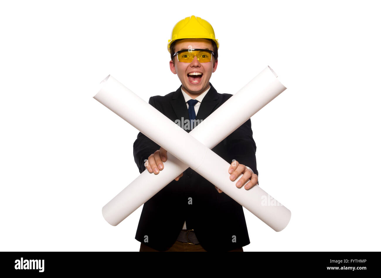 Architecte Drole Avec Dessins On White Photo Stock Alamy