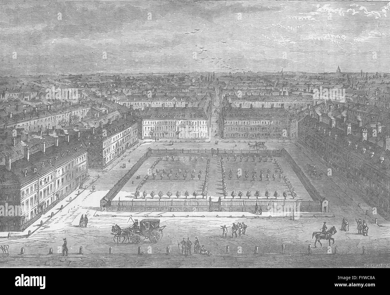HOLBORN : Red Lion Square en 1800. Londres, antique print c1880 Banque D'Images