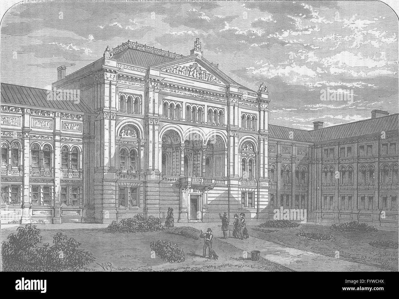 VICTORIA & Albert Museum Le cour de la South Kensington Museum. Londres, c1880 Banque D'Images