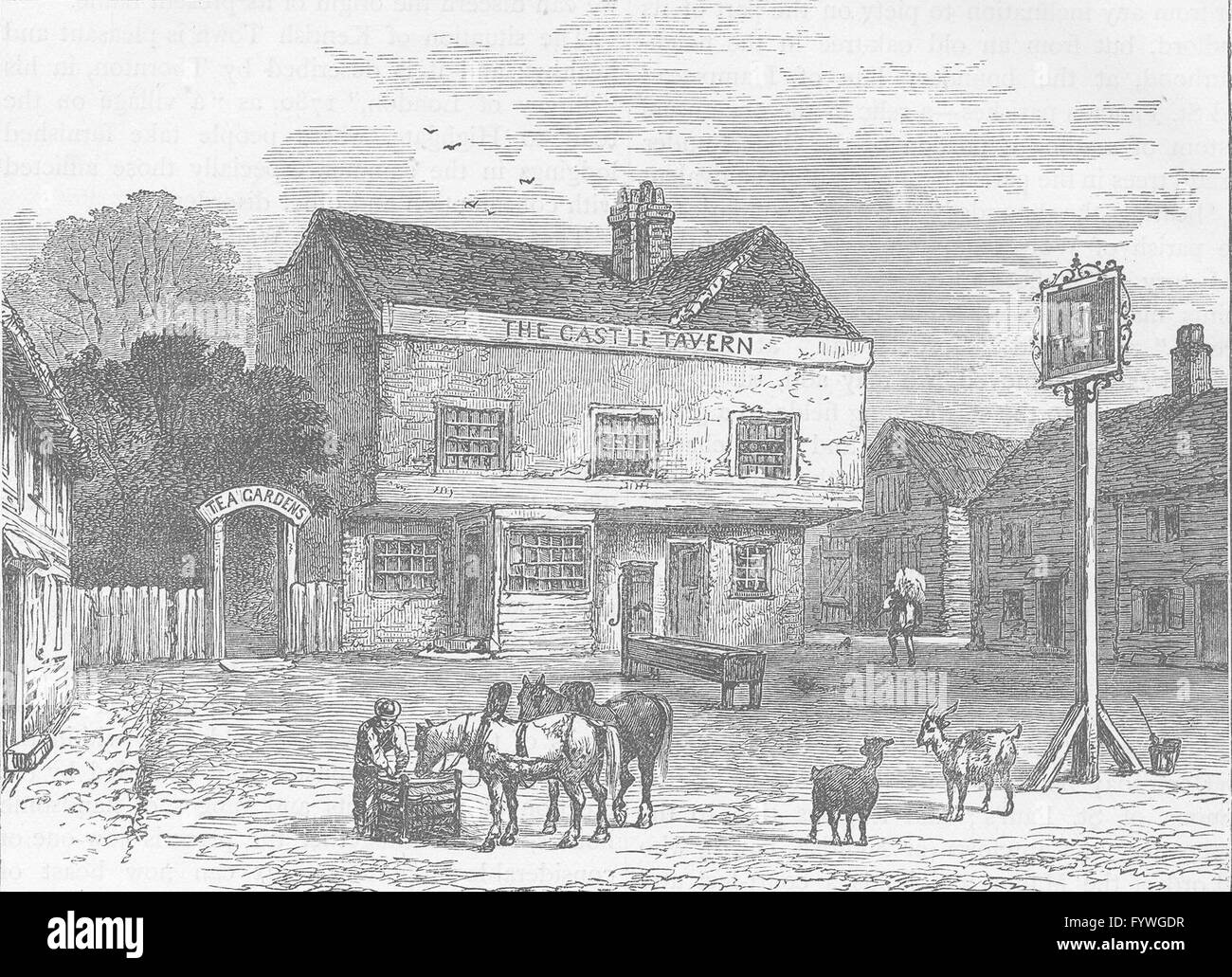 KENTISH TOWN : Le 'Château' Tavern, Kentish Town Road, en 1800. Londres, c1880 Banque D'Images