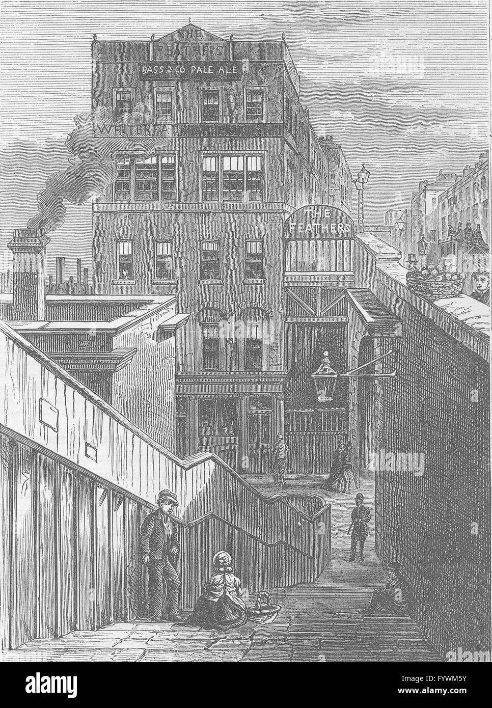 LAMBETH : Les maisons à Waterloo Bridge Road. Londres, antique print c1880 Banque D'Images