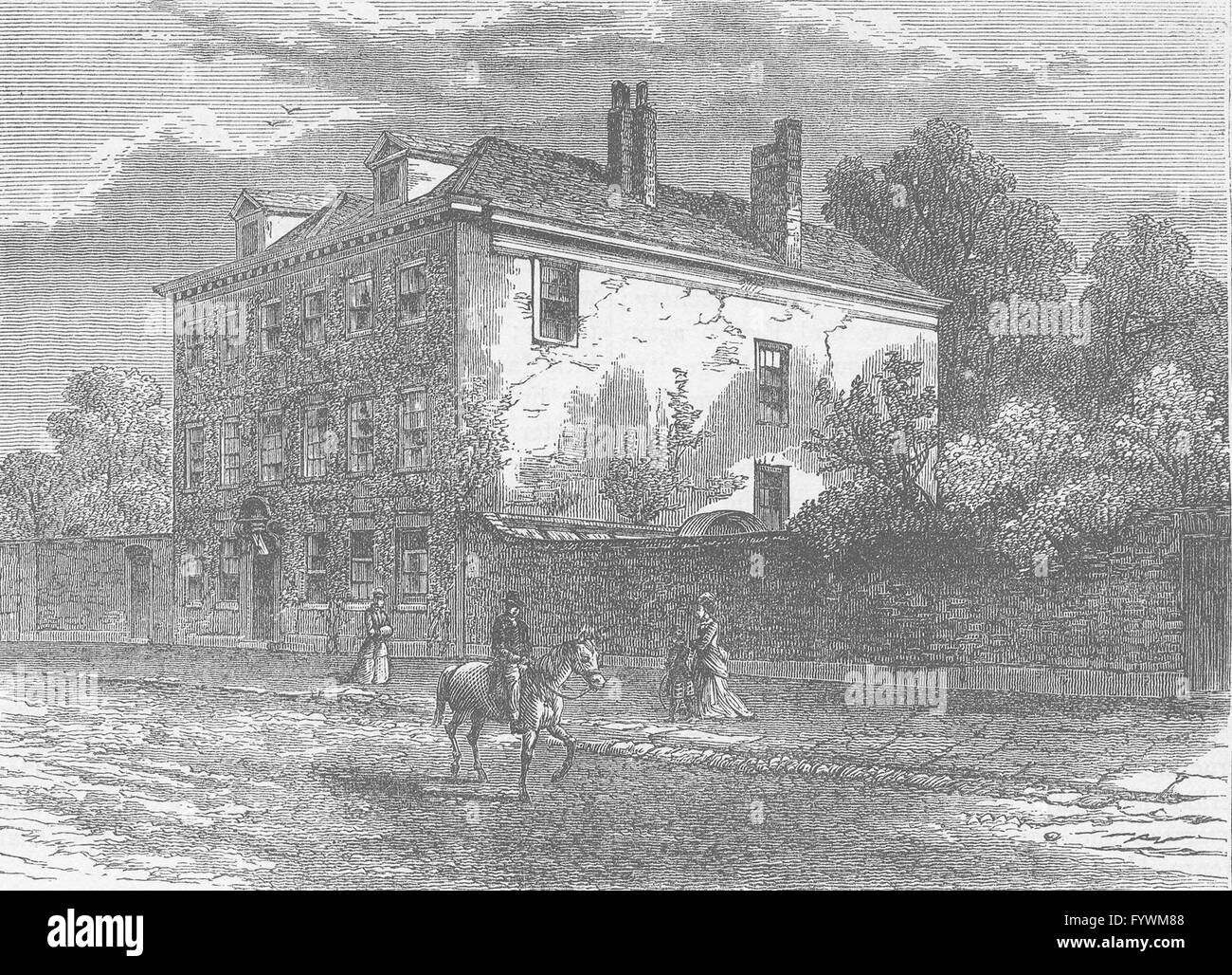 PUTNEY : Essex House. Londres, antique print c1880 Banque D'Images