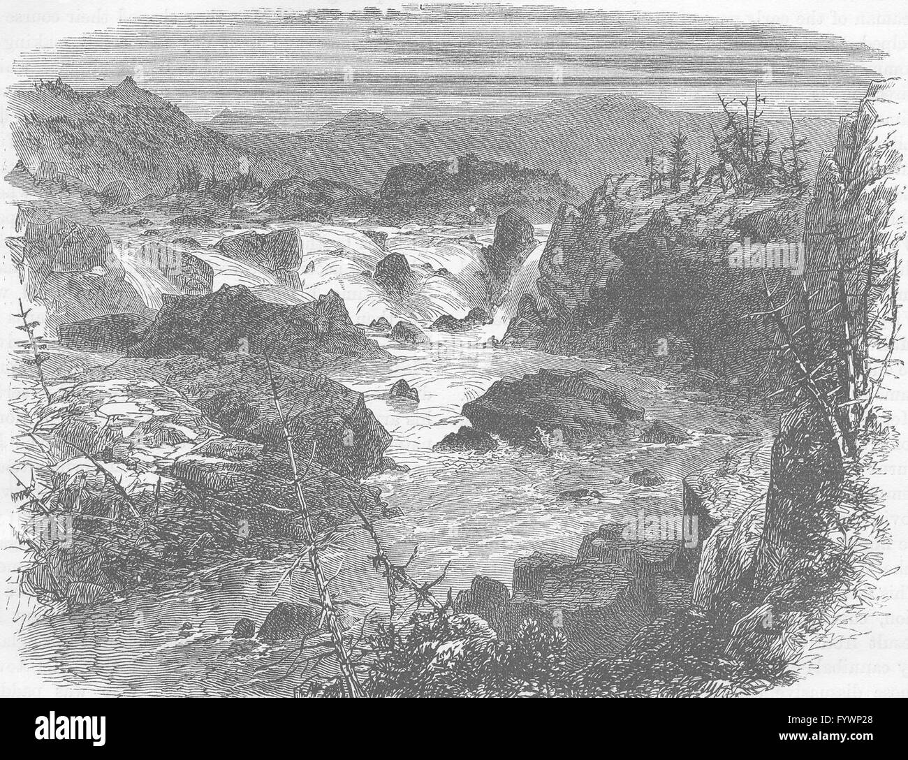 USA : les Chutes du Potomac, antique print c1880 Banque D'Images