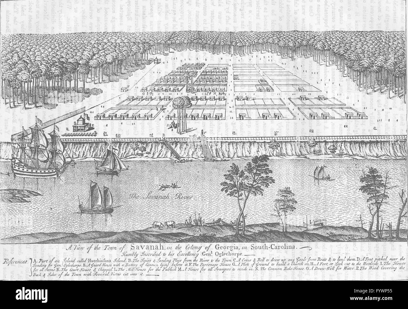 Géorgie : Savannah : Ville 1741, c1880 carte antique Banque D'Images