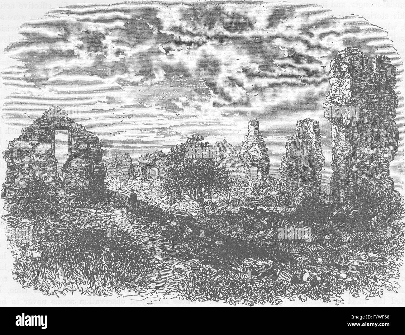 NEW YORK : ruines du Fort Ticonderoga, antique print c1880 Banque D'Images