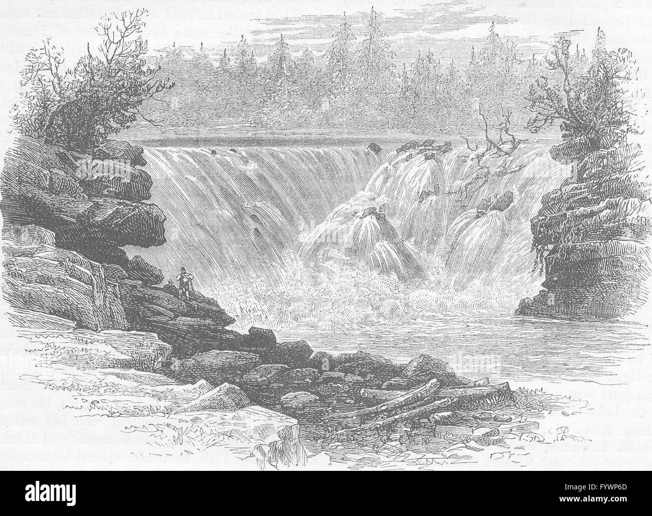 CANADA : les chutes de la rivière Saint-Jean, antique print c1880 Banque D'Images