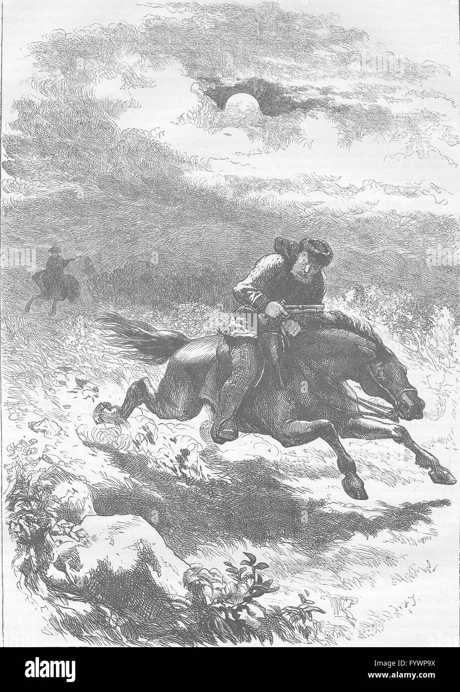 MILITARIA : poursuite de Paul Revere, Scout, antique print c1880 Banque D'Images