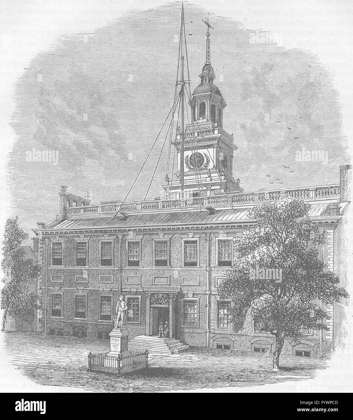 PHILADELPHIA : maison où 1er congrès a eu lieu, antique print c1880 Banque D'Images