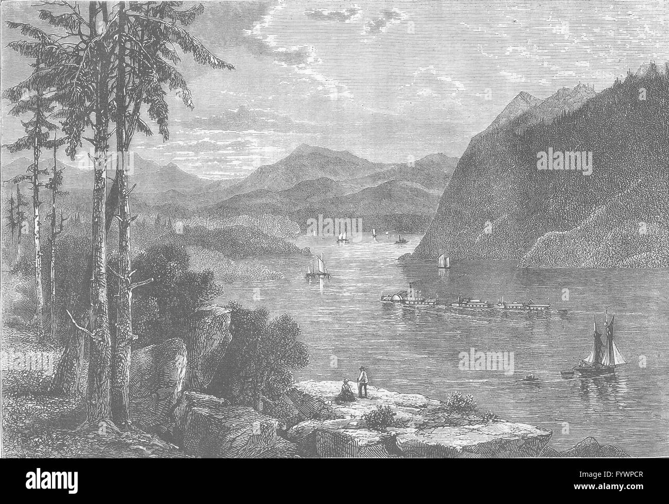 NEW YORK : Hudson Highlands, l'ancien c1880 Banque D'Images