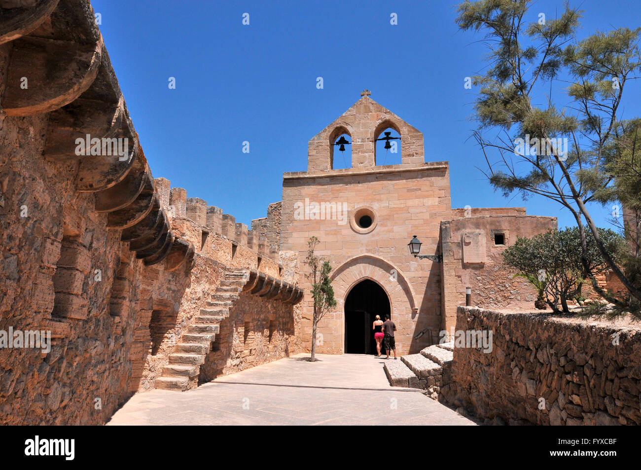 Forteresse, église, Capdepera Mallorca, Espagne Banque D'Images