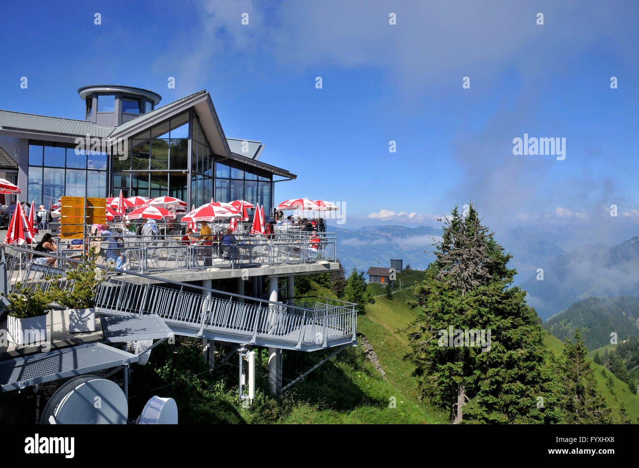 Restaurant de montagne, Stanserhorn, Stans, Nidwald, Suisse Banque D'Images
