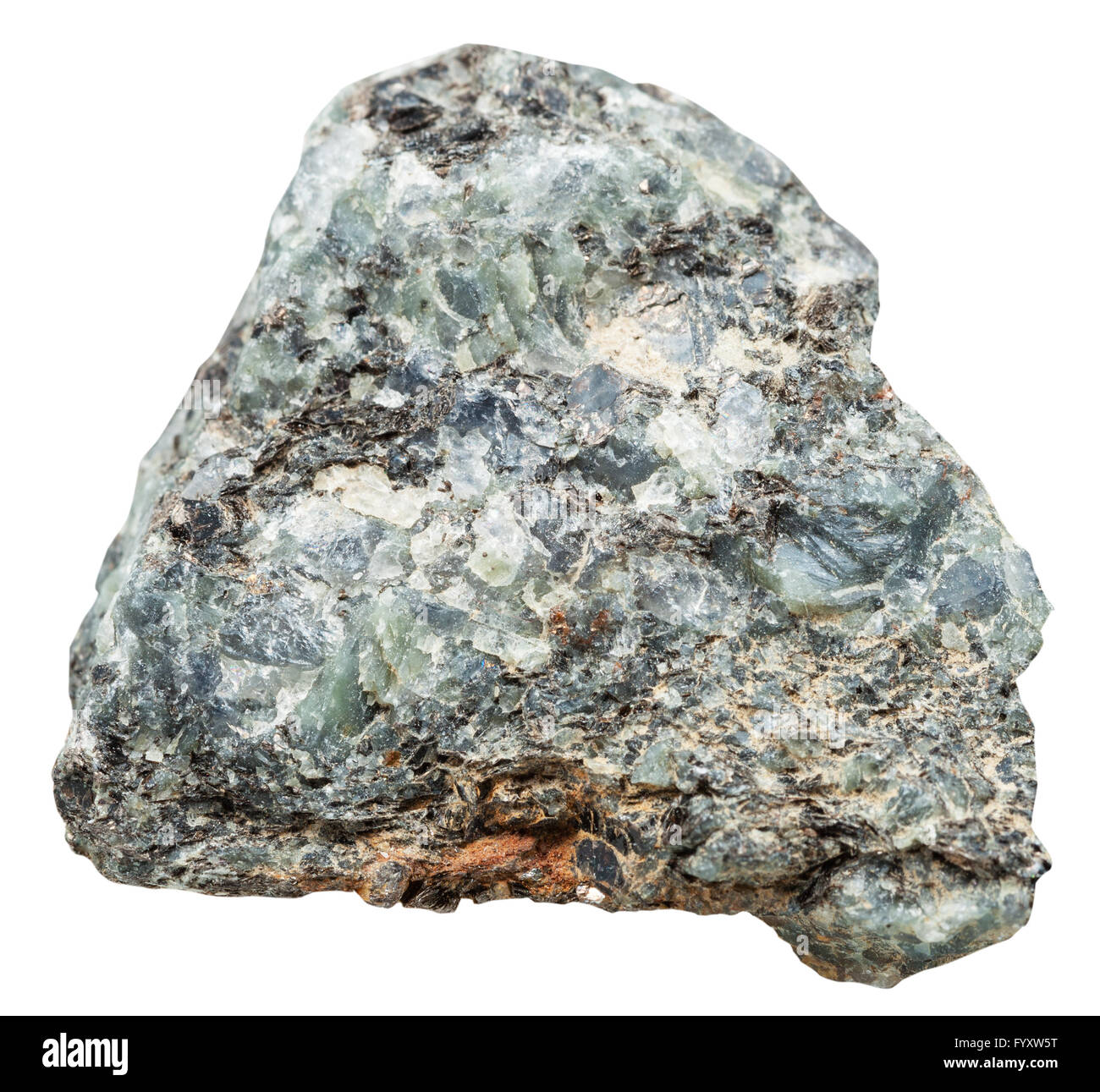 La prise de vue macro de pierre naturelle de schiste - rock avec green néphéline (nephelite) avec Brown en biotite néphéline syénite ( Banque D'Images