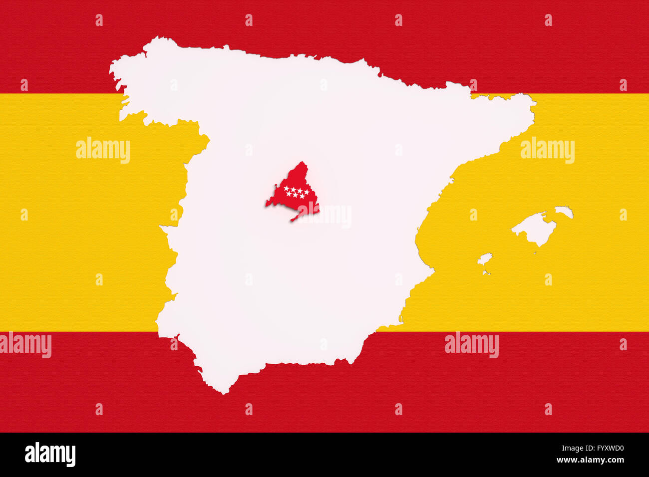 Le Rendu 3D De Contour Carte Espagnole Avec Madrid City drapeau le-rendu-3d-de-contour-carte-espagnole-avec-madrid-city-drapeau