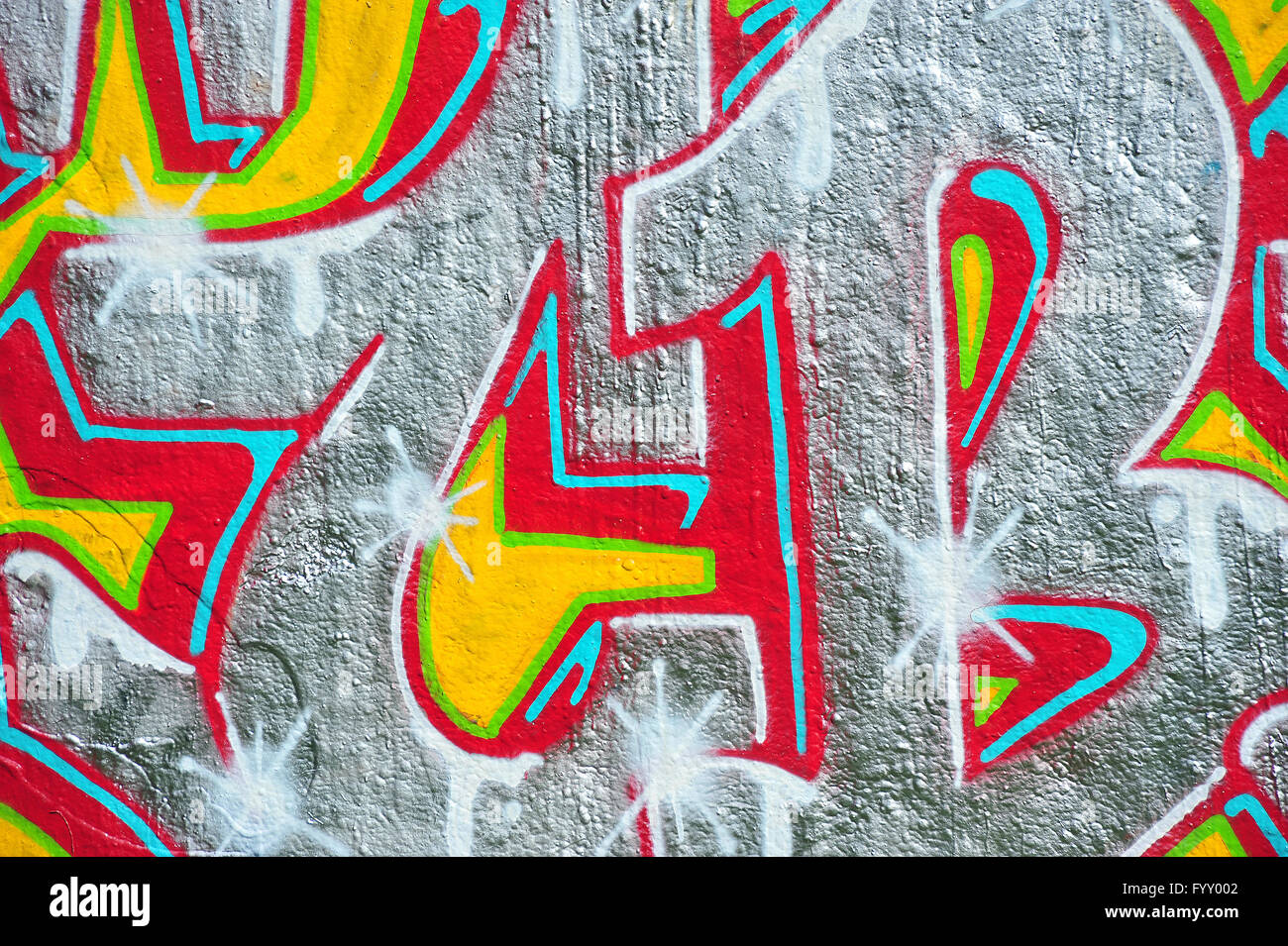 Graffitis colorés affichés. Banque D'Images