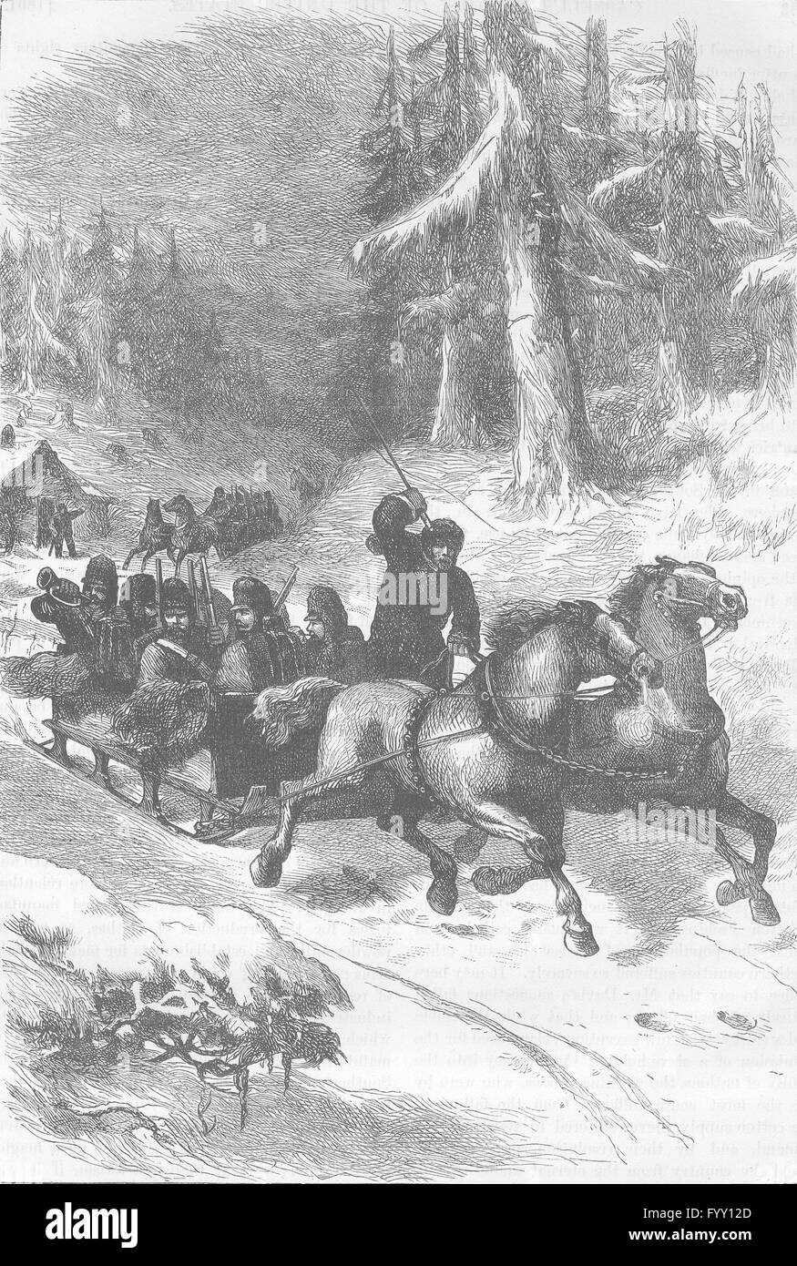 CANADA : Guerre civile : les troupes britanniques à travers, antique print c1880 Banque D'Images