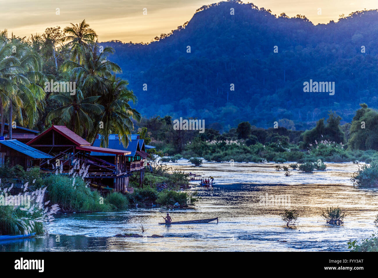 L'Asie. L'Asie du Sud-Est. Le Laos. Province de Champassak. 4000 îles. Don Khon island. Banque D'Images
