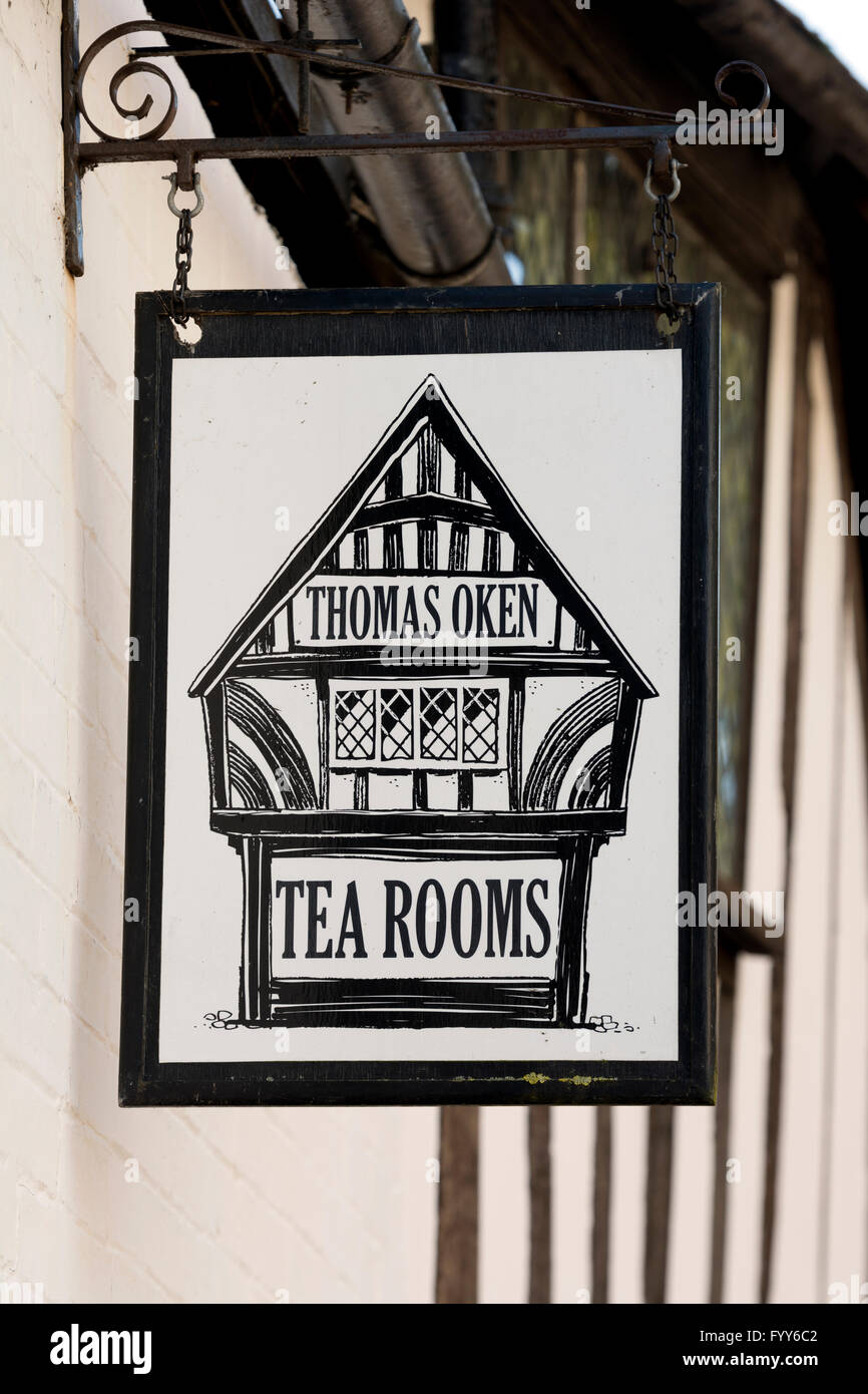 Thomas Oken Tea Rooms sign, Warwick, Royaume-Uni Banque D'Images