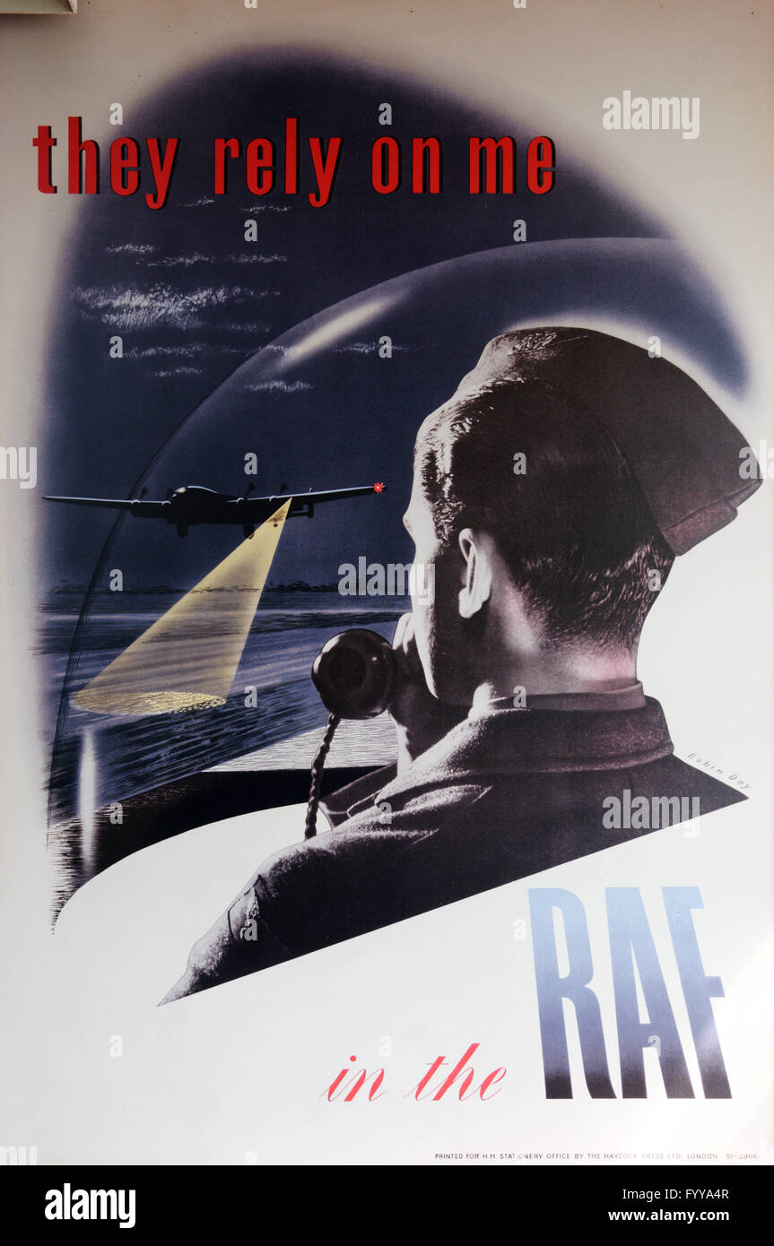 Seconde Guerre mondiale affiche de recrutement de contrôle de la circulation aérienne Banque D'Images