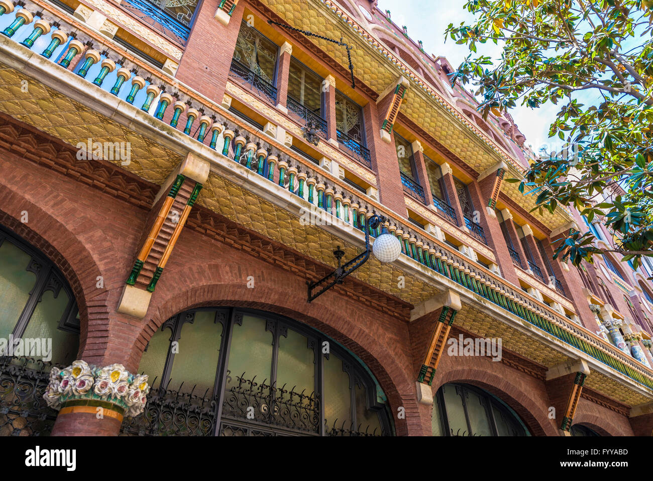 Façade du Palau de la musica catalana (palais de la musique catalane) à Barcelone, Catalogne, Espagne Banque D'Images