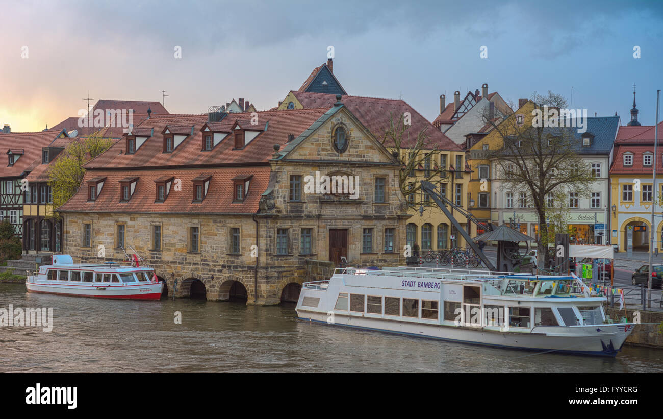 Klein Venedig Bamberg au coucher du soleil Banque D'Images