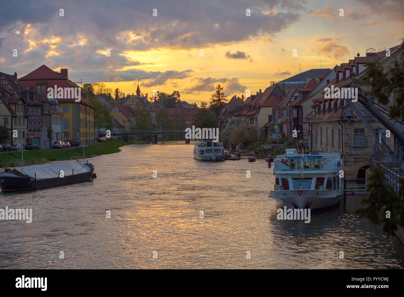 Klein Venedig Bamberg au coucher du soleil Banque D'Images