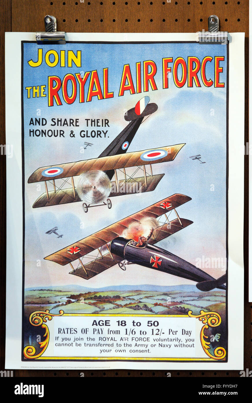 Première Guerre mondiale affiche de recrutement pour la Royal Air Force Banque D'Images