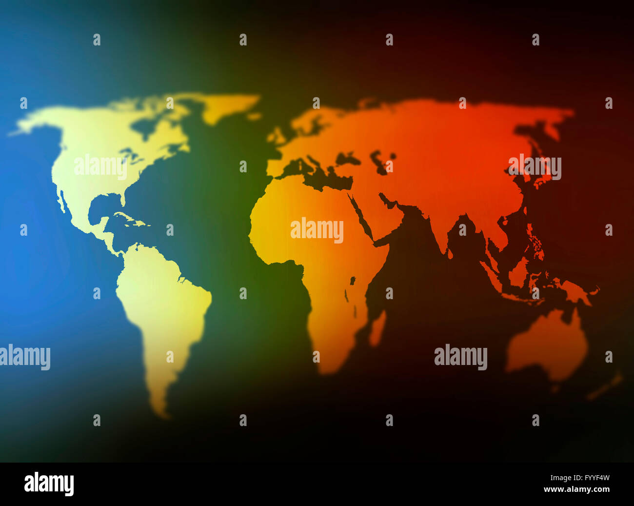 Carte du monde jour et nuit avec Tilt Shift blur Banque D'Images