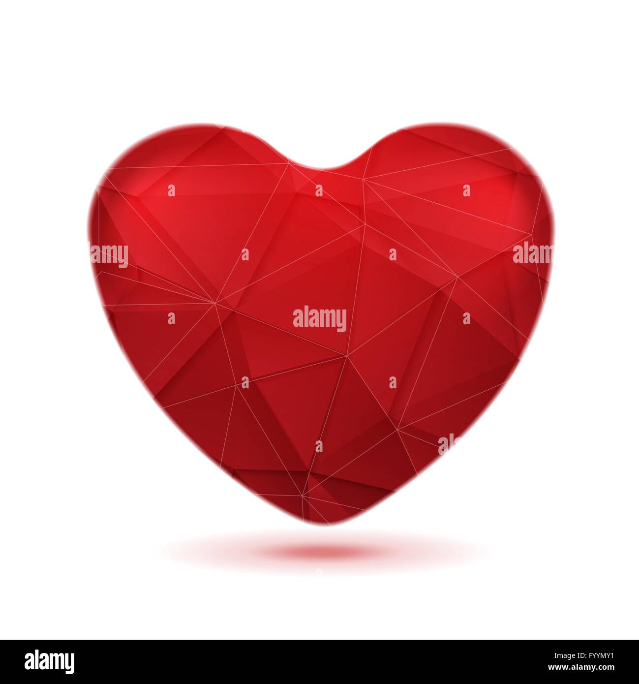 Fond du coeur polygonal rouge vif Banque D'Images