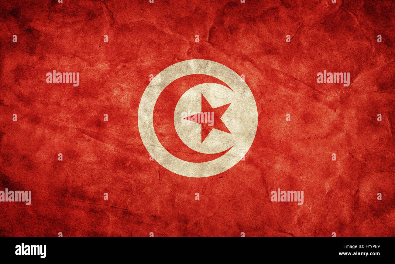 Tunisie grunge flag. Vintage Banque D'Images
