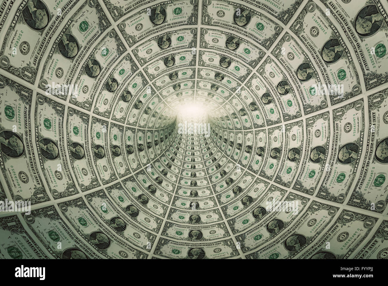 Tunnel de l'argent, les dollars vers la lumière Banque D'Images