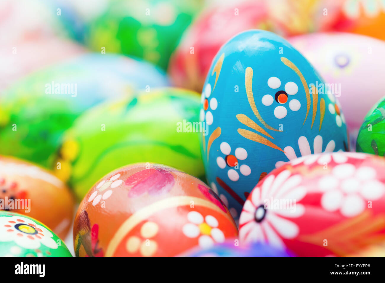 Collection d'oeufs de Pâques à la main. Floral Banque D'Images