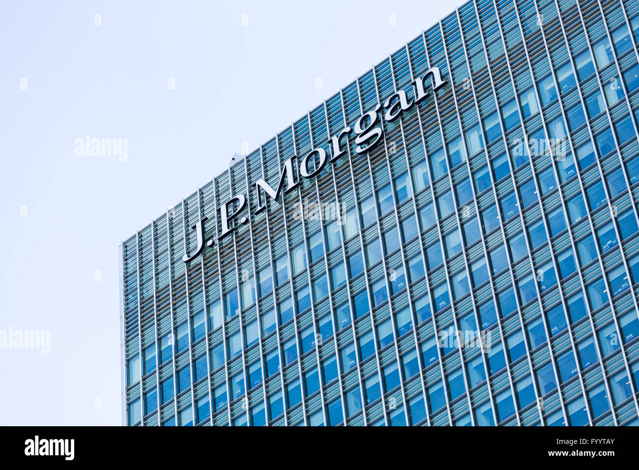 Logo ou signe pour JP Morgan à Canary Wharf Banque D'Images