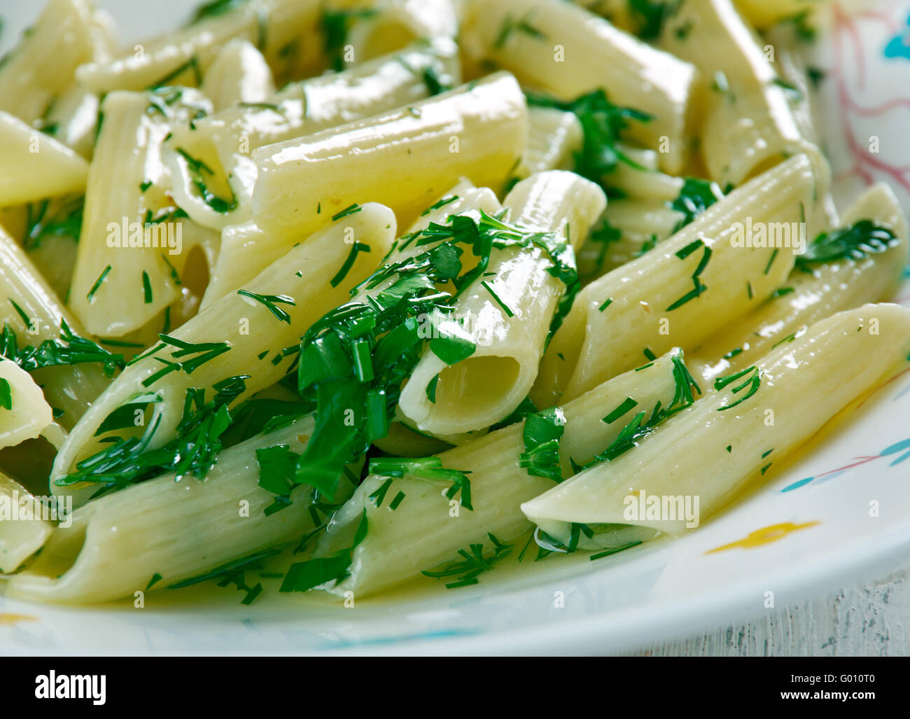 Pennette al pesto alla genovese pâtes - Banque D'Images