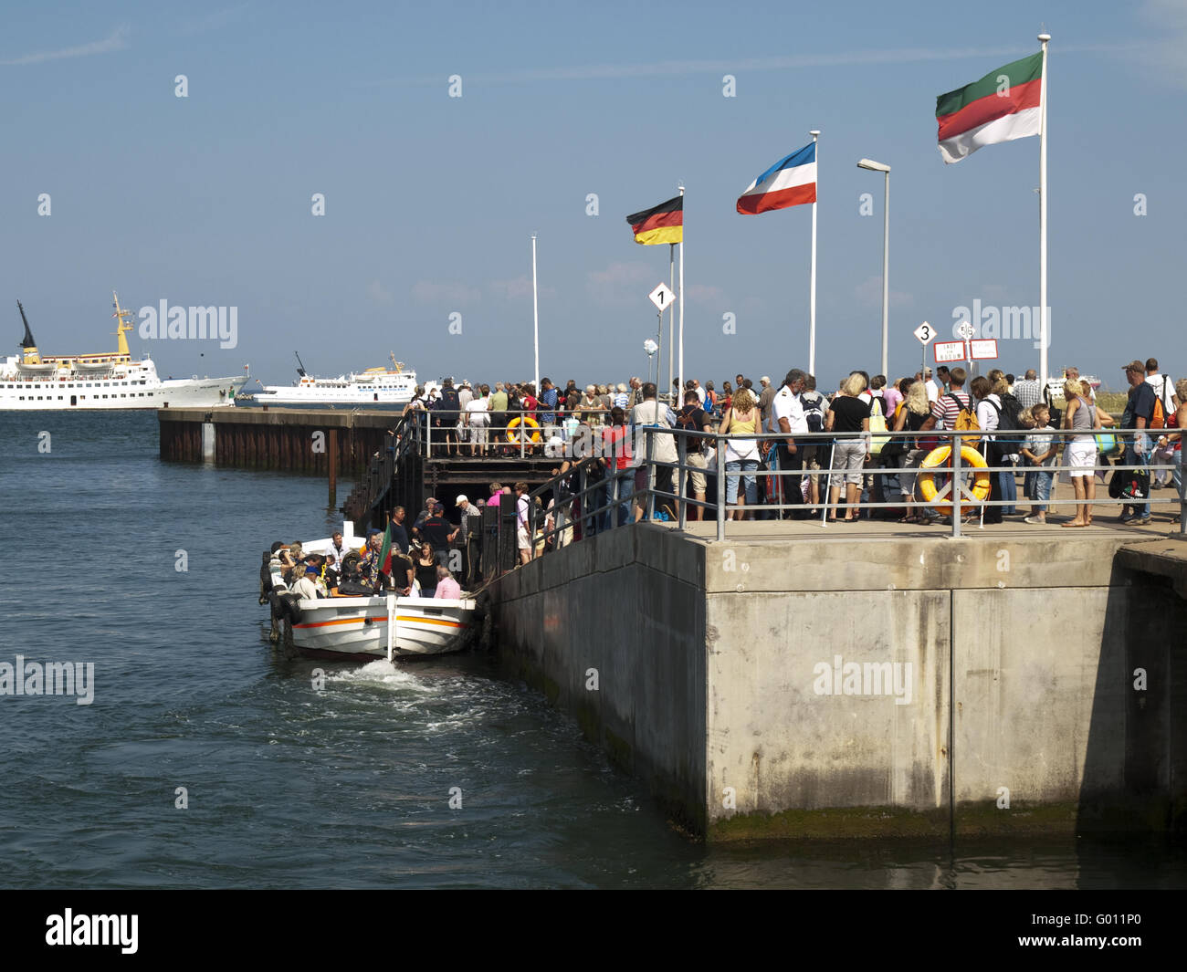 Prêt pour le départ de l'île de Helgoland, Allemagne Banque D'Images