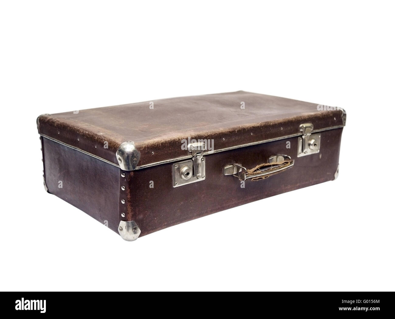 Ancienne Valise En Cuir Vintage - Patine D'Usure - Sans Clé - Déco/Stockage