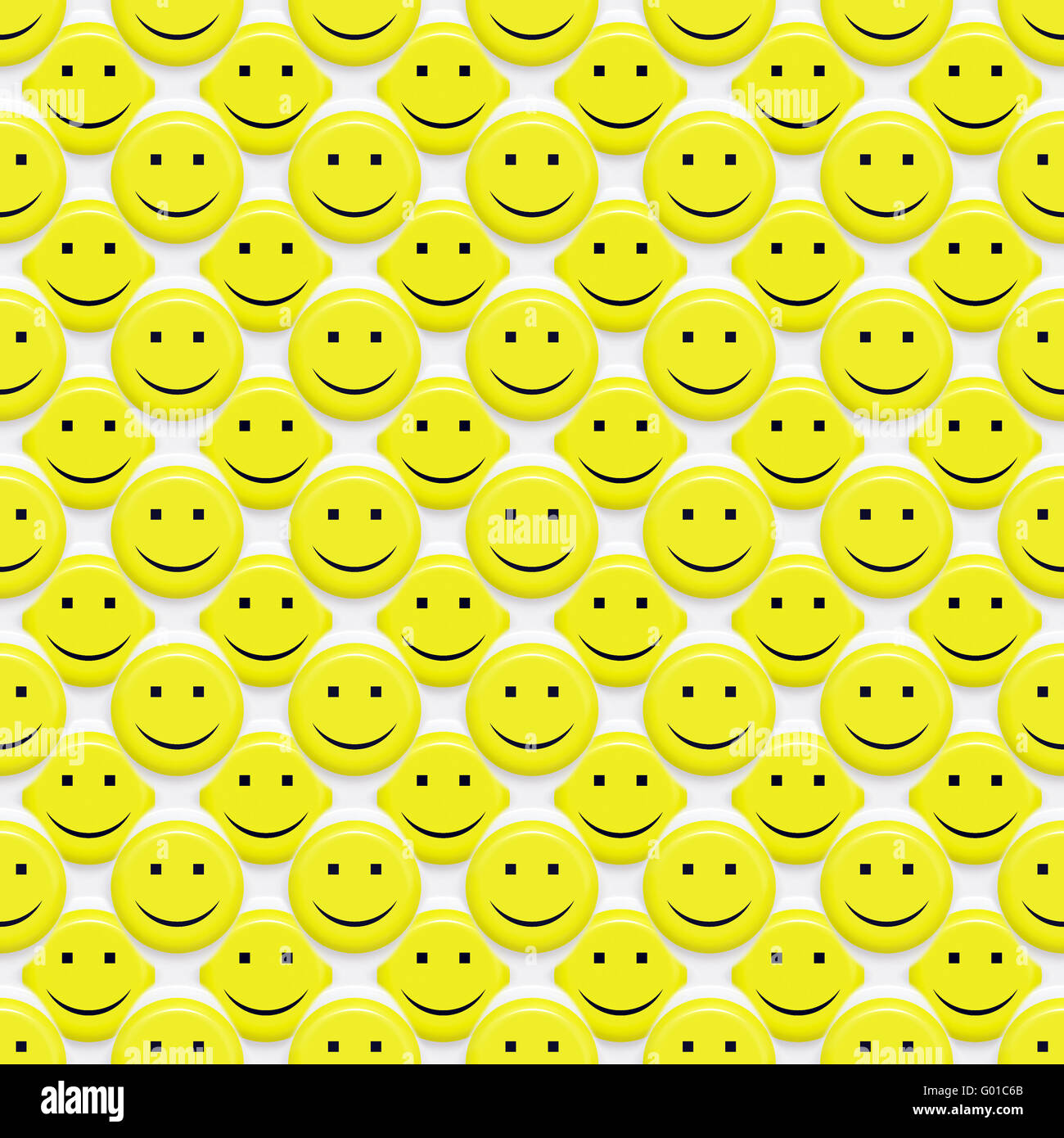 Seamless texture de nombreux visages smiley jaune 3d Banque D'Images