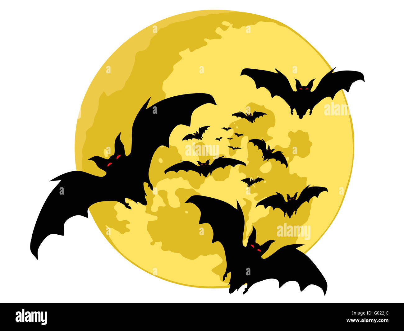 Origines de l'halloween. les chauves-souris silhouette vecteur . Banque D'Images