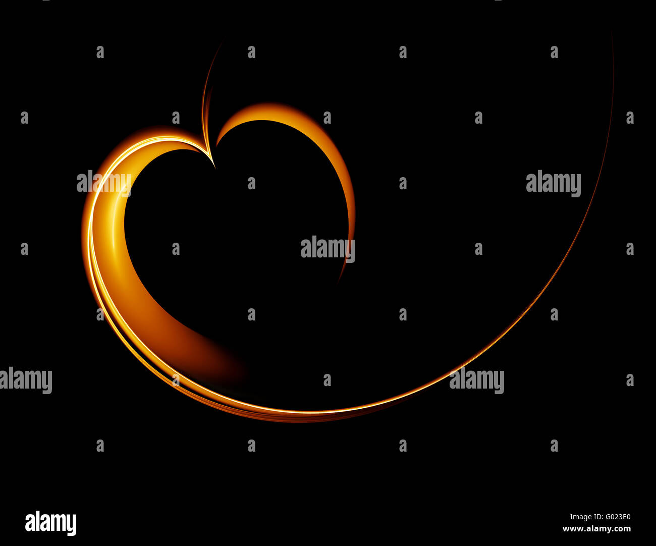 Coeur en or avec l'exemplaire de l'espace sur un fond noir Banque D'Images