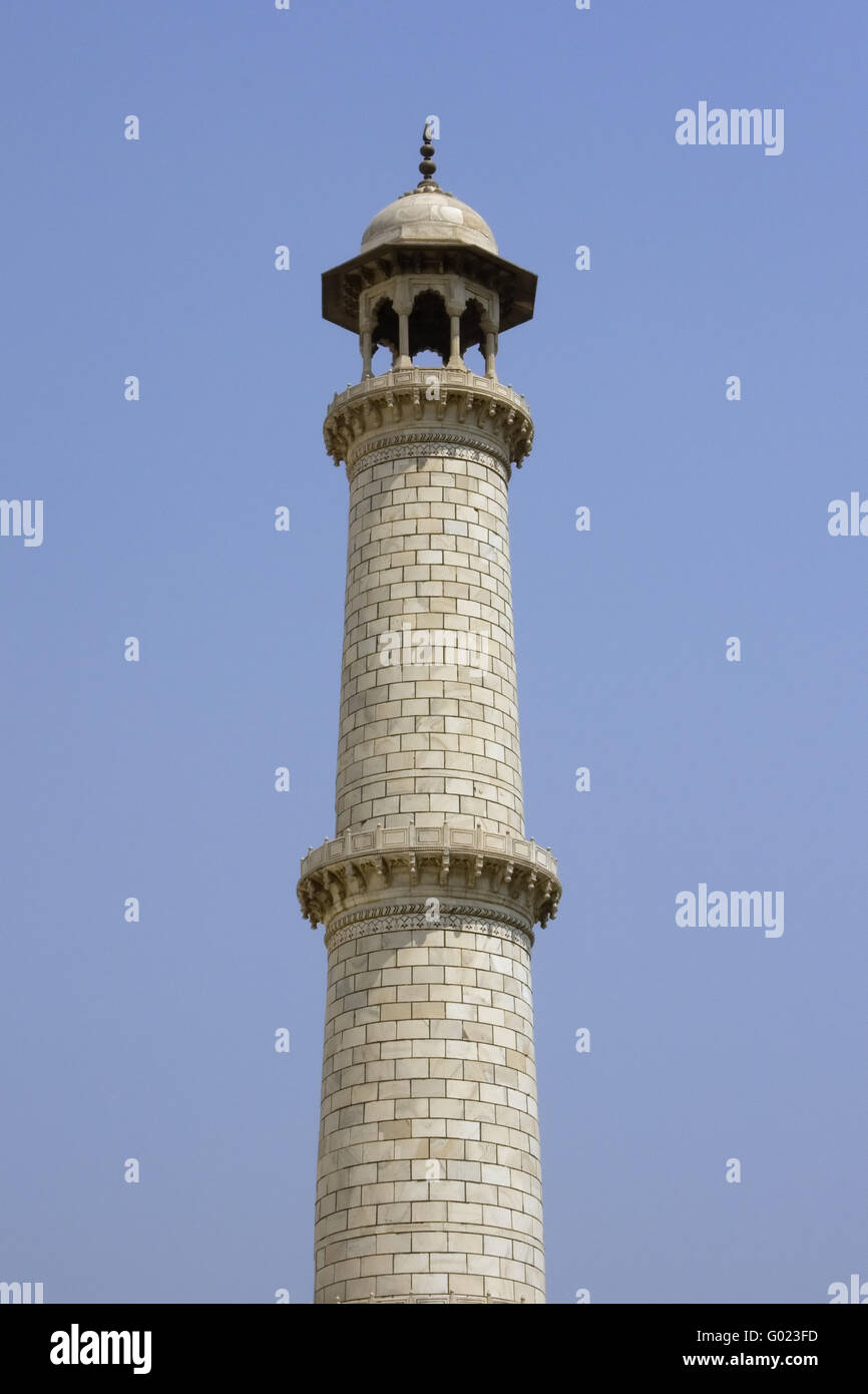 Minaret de la Taj Mahal à Agra, Inde Banque D'Images