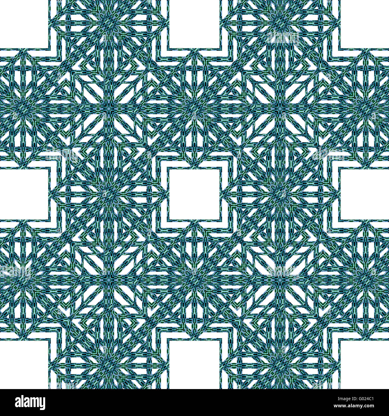 Art numérique contrôle géométrique moderne technique style abstract pattern design transparent décoré dans des tons blanc et turquoise. Banque D'Images