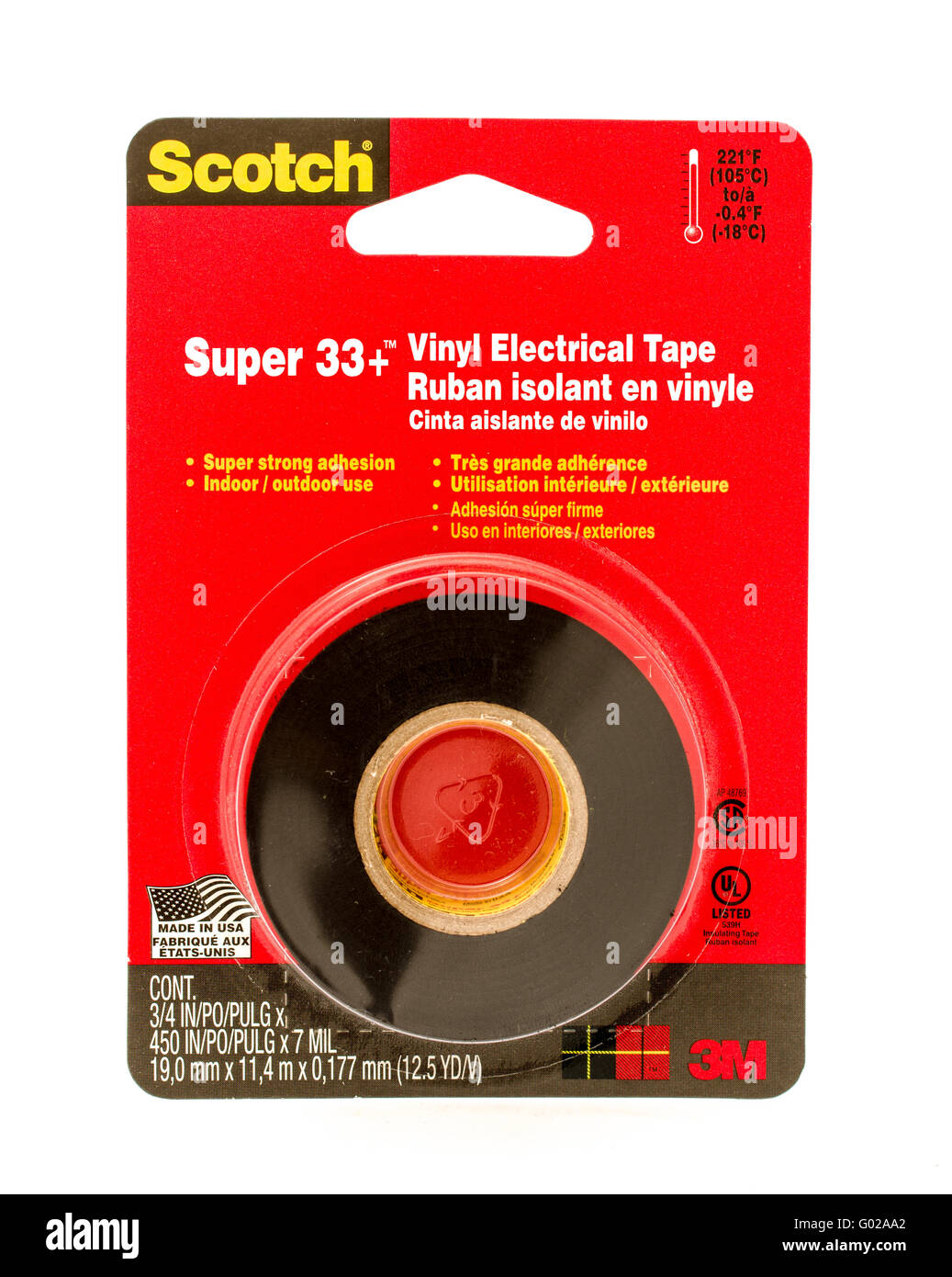 Winneconne, WI - 9 Sept 2015 : Package de Scotch ruban électrique faite par 3M. Banque D'Images