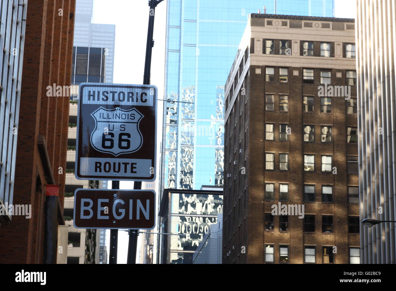 Commencer de la Route 66 à Chicago Banque D'Images