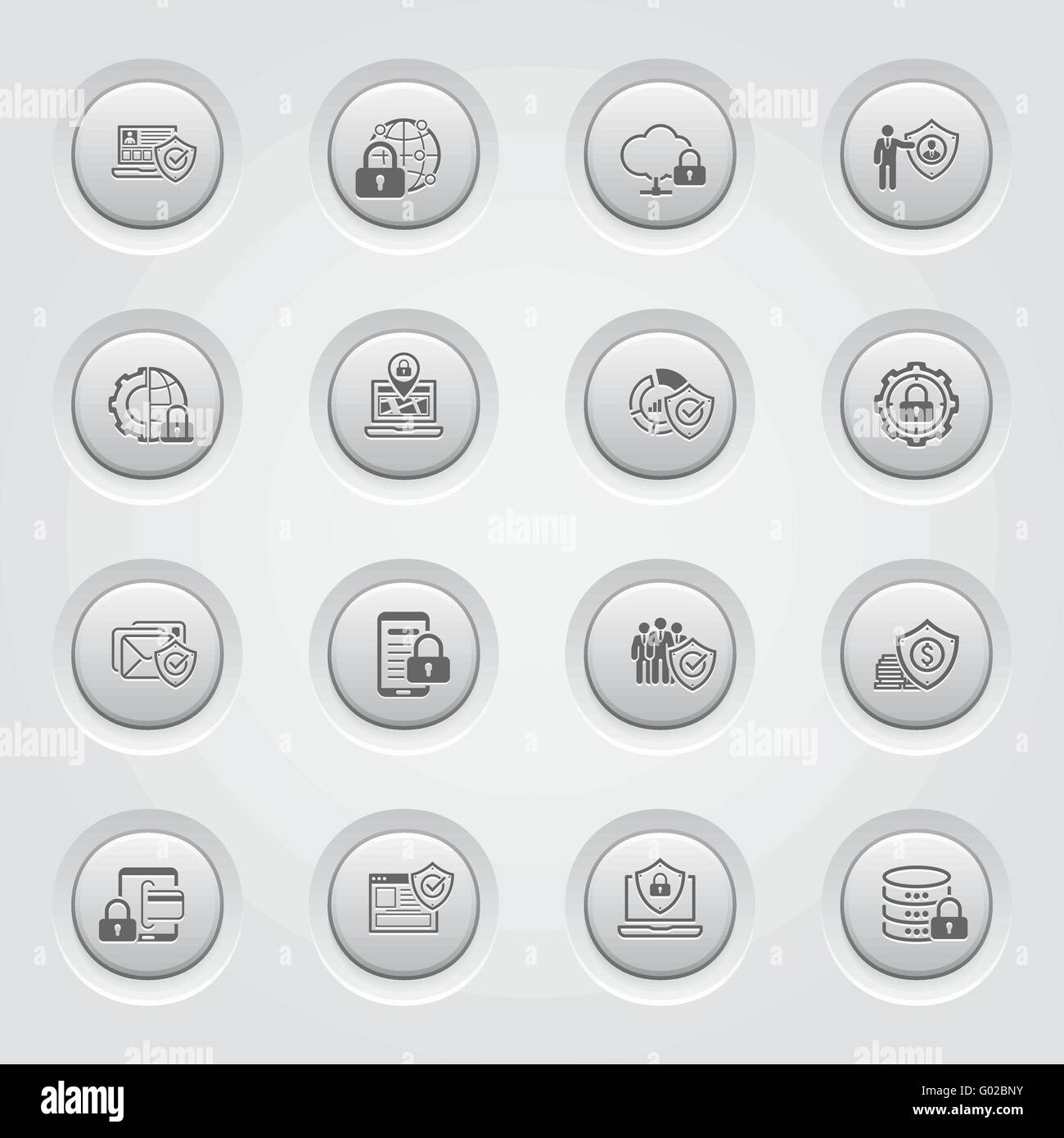 Design plat et la sécurité La protection de l'Icons Set Illustration de Vecteur
