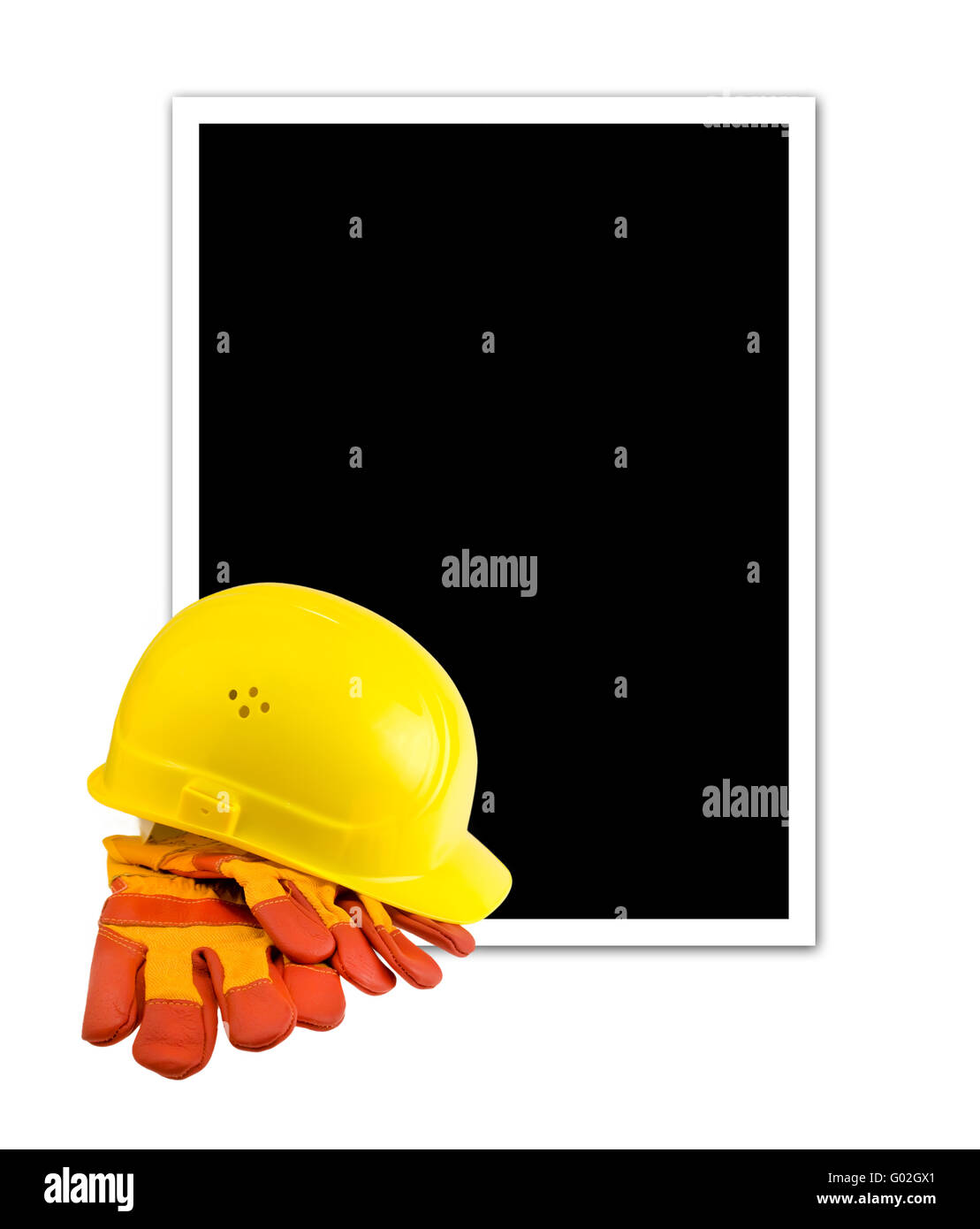 Casque jaune et des gants de wit isolés Banque D'Images